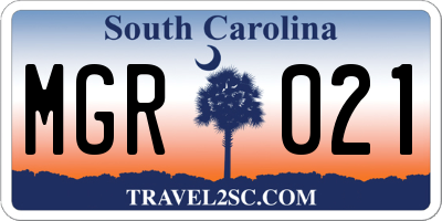 SC license plate MGR021