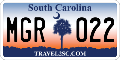 SC license plate MGR022