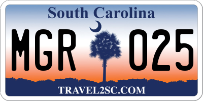 SC license plate MGR025