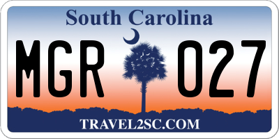 SC license plate MGR027
