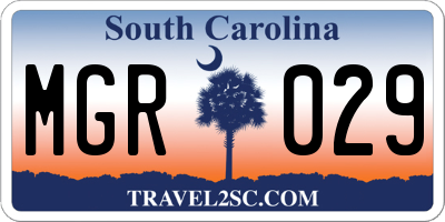 SC license plate MGR029