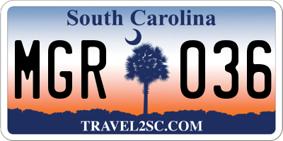 SC license plate MGR036