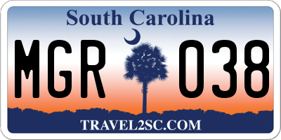 SC license plate MGR038