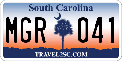 SC license plate MGR041