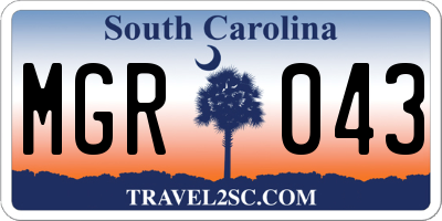 SC license plate MGR043