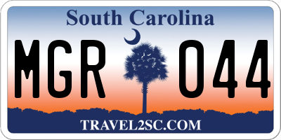 SC license plate MGR044