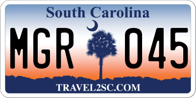 SC license plate MGR045