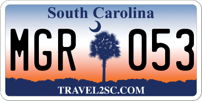 SC license plate MGR053