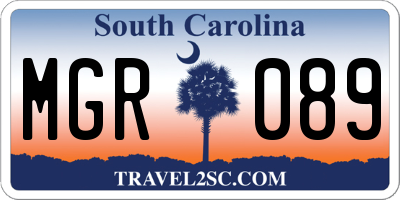 SC license plate MGR089