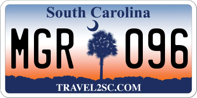 SC license plate MGR096