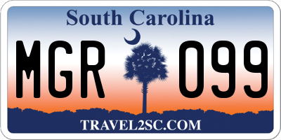 SC license plate MGR099