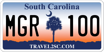 SC license plate MGR100