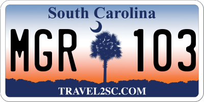 SC license plate MGR103