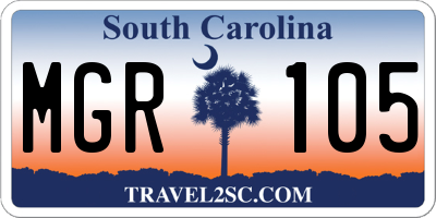 SC license plate MGR105