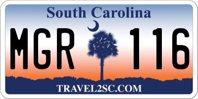 SC license plate MGR116