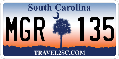 SC license plate MGR135