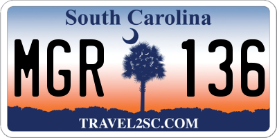 SC license plate MGR136