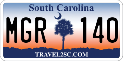 SC license plate MGR140