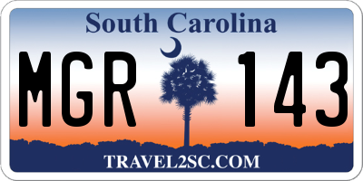 SC license plate MGR143