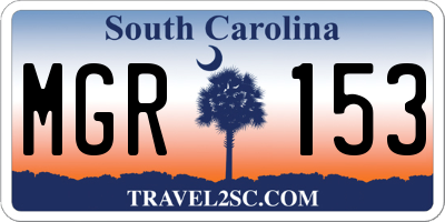 SC license plate MGR153