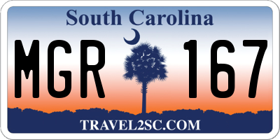 SC license plate MGR167
