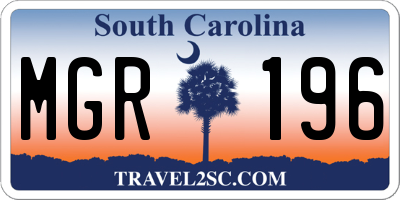 SC license plate MGR196