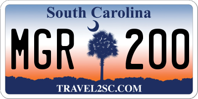 SC license plate MGR200