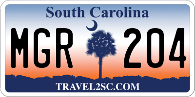 SC license plate MGR204