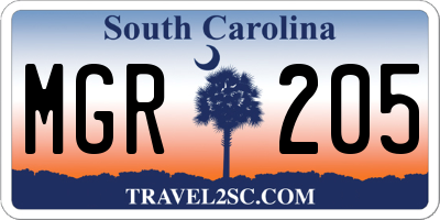 SC license plate MGR205