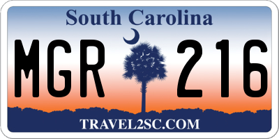 SC license plate MGR216