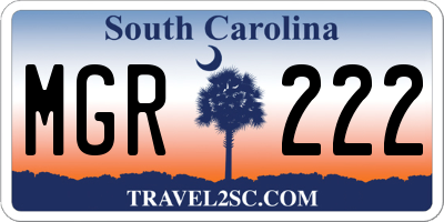 SC license plate MGR222