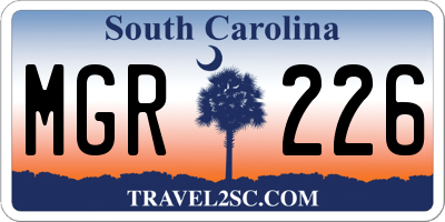 SC license plate MGR226