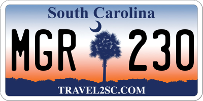 SC license plate MGR230