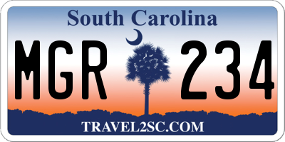 SC license plate MGR234