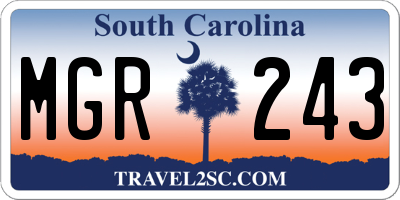 SC license plate MGR243