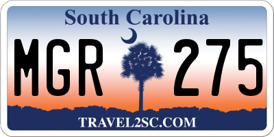 SC license plate MGR275