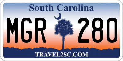 SC license plate MGR280