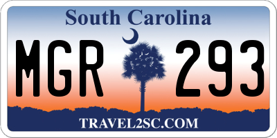 SC license plate MGR293