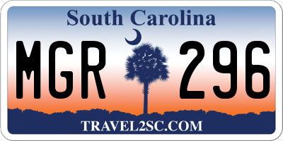 SC license plate MGR296