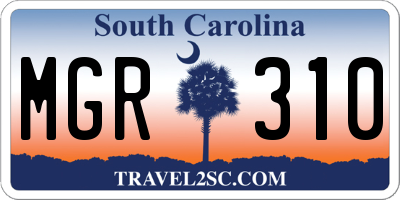 SC license plate MGR310