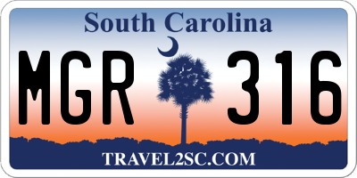 SC license plate MGR316