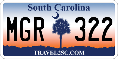 SC license plate MGR322