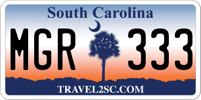 SC license plate MGR333