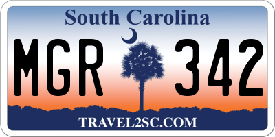 SC license plate MGR342