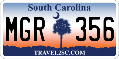 SC license plate MGR356