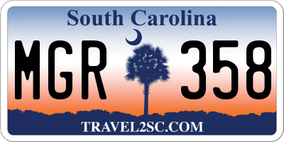 SC license plate MGR358