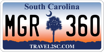 SC license plate MGR360