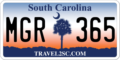 SC license plate MGR365