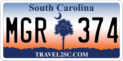 SC license plate MGR374