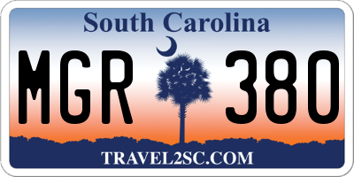 SC license plate MGR380